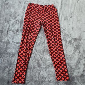 LuLaRoe Red and Black Patterned Leggings